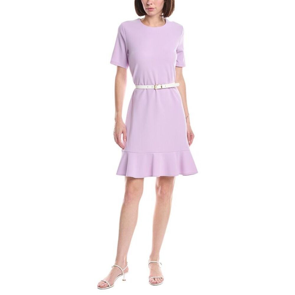 Sharagano Womens Short Sleeve Sheath Dress, Purple